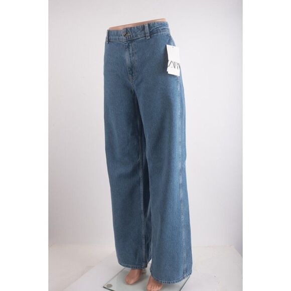 Zara Womans Jeans US 8 EU 40 Blue Straight Leg Denim High Waist 5862/078 NWT - Picture 3 of 7